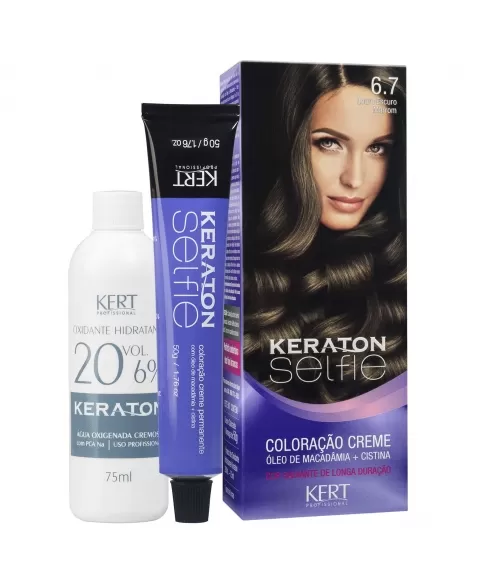 COLORAÇÃO CREME KERATON SELFIE 6.7 LOURO ESCURO MARROM 4723