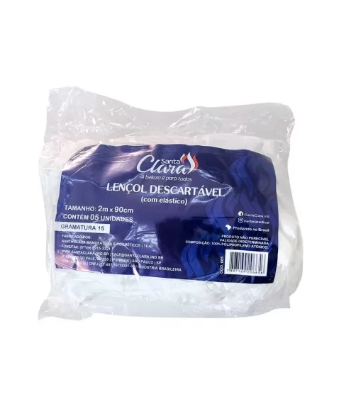 LENÇOL DESCARTÁVEL COM ELÁSTICO SANTA CLARA 665 - 5UN