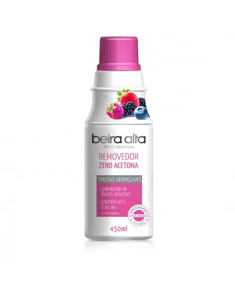 REMOVEDOR DE ESMALTES ZERO ACETONA FRUTAS VERMELHAS BEIRA ALTA 450ML