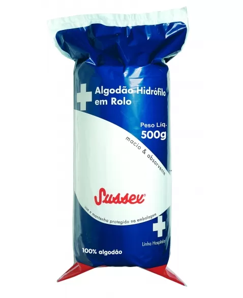 ALGODÃO SUSSEX ROLO HOSPITALAR 500G