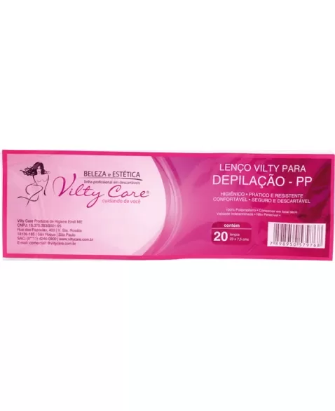 LENÇO PARA DEPILAÇÃO PP VILTY 23X7,2CM - 20UN