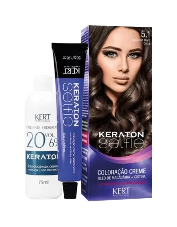 COLORAÇÃO CREME KERATON SELFIE 5.1 CASTANHO CLARO CINZA 4710