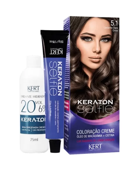 COLOR CREME KERATON SELFIE 5.1 CASTANHO CLARO CINZA 4710