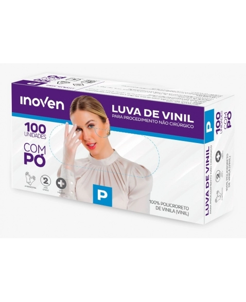 LUVA VINIL COM PO INOVEN P - 100 UN