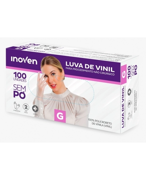 LUVA VINIL COM PO INOVEN G - 100 UN