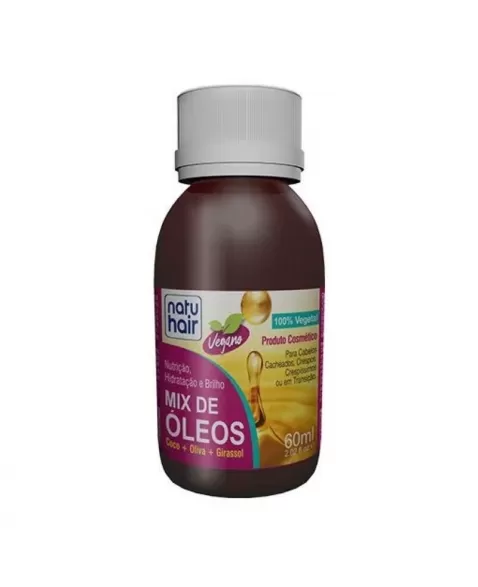 MIX DE ÓLEOS COCO + OLIVA + GIRASSOL NATUHAIR 60ML