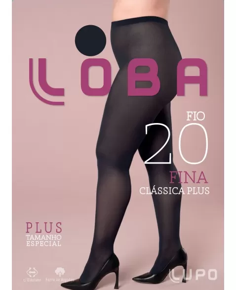 MEIA CALÇA ADULTO CLÁSSICA FIO 20 LOBA PRETA TAM XXG