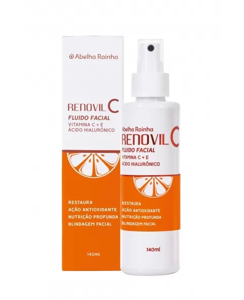 RENOVIL C FLUÍDO FACIAL CONCENTRADO DE VITAMINA C + VITAMINA E + ÁCIDO HIALURÔNICO ABELHA RAINHA 140ML