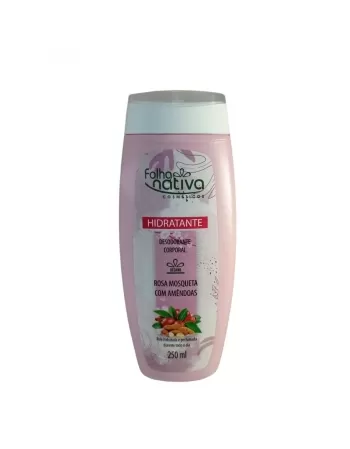 LOÇÃO HIDRATANTE CORPORAL ROSA MOSQUETA E AMÊNDOAS FOLHA NATIVA 250ML