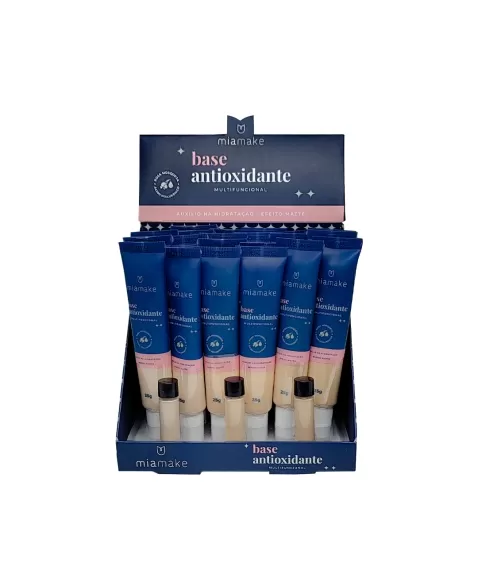 BASE LÍQUIDA ANTIOXIDANTE CORES CLARAS MIA MAKE - DISPLAY C/ 24 UN