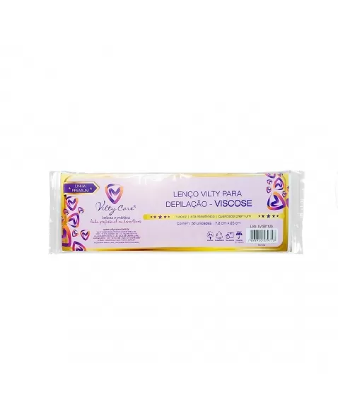 LENÇO PARA DEPILAÇÃO VISCOSE VILTY 23X7,2CM - 50UN