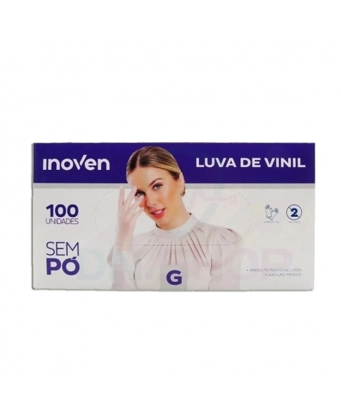 LUVA VINIL SEM PÓ INOVEN G - 100 UN