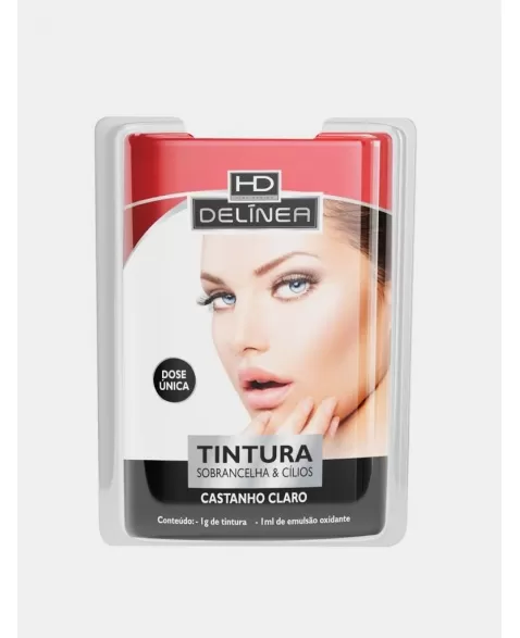 TINTURA PARA SOBRANCELHA CASTANHO CLARO DOSE ÚNICA DELINEA 1G 61051