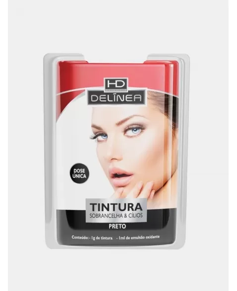 TINTURA PARA SOBRANCELHA PRETO DOSE ÚNICA DELINEA 1G 61056