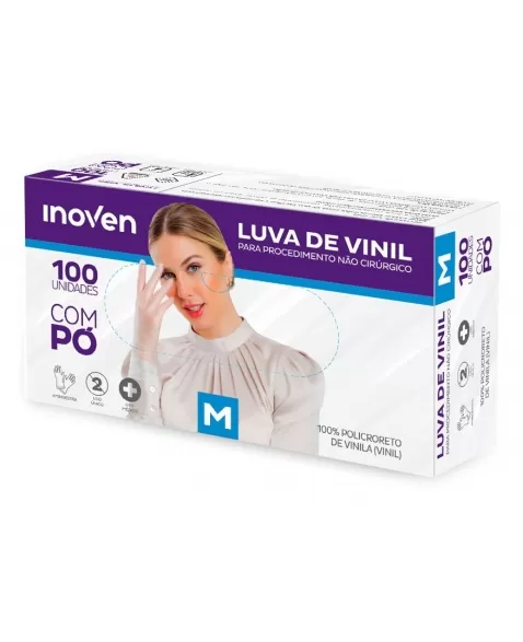 LUVA VINIL COM PÓ INOVEN M - 100 UN