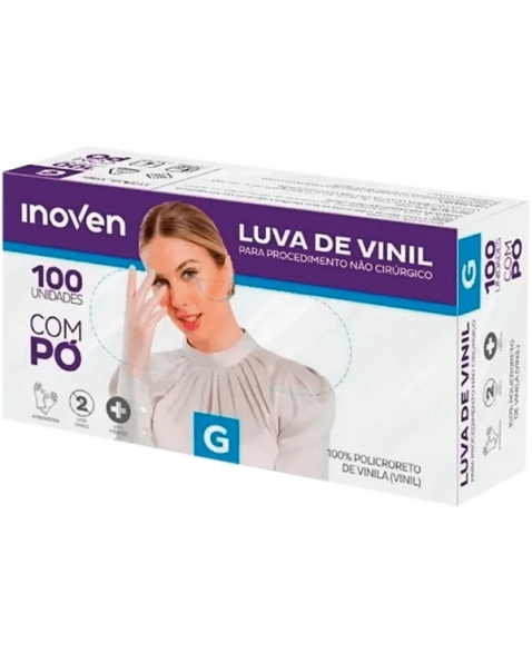 LUVA VINIL COM PO INOVEN G - 100 UN