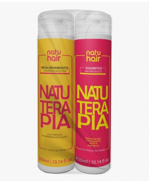 KIT NATUTERAPIA SHAMPOO ANTIRESSIDUOS + REALINHAMENTO ORGÂNICO DOS FIOS NATUHAIR 600ML