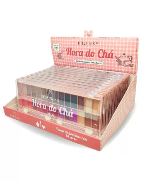 PALETA DE SOMBRAS HORA DO CHA 28 CORES MIA MAKE - DISPLAY C/ 12 UNIDADES