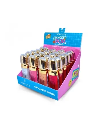 LIP GLOSS SHINE PRINCESA DO POP MIA MAKE - DISPLAY C/ 24 UN