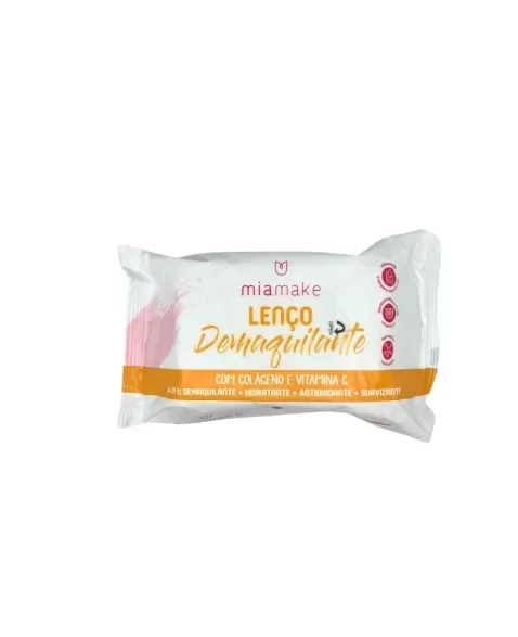 LENÇO DEMAQUILANTE COLÁGENO + VITAMINA C MIA MAKE