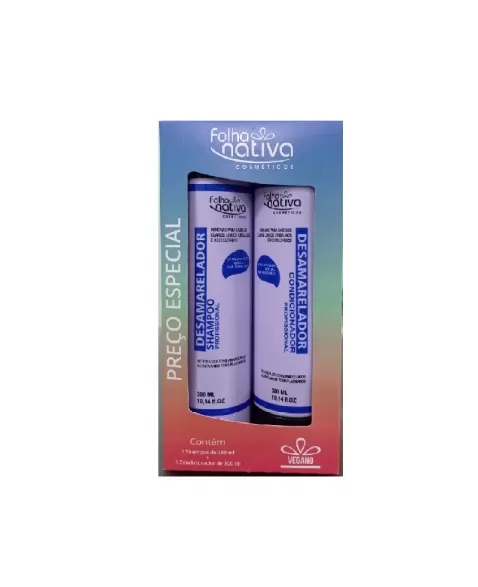 KIT SHAMPOO + CONDICIONADOR DESAMARELADOR FOLHA NATIVA 600ML