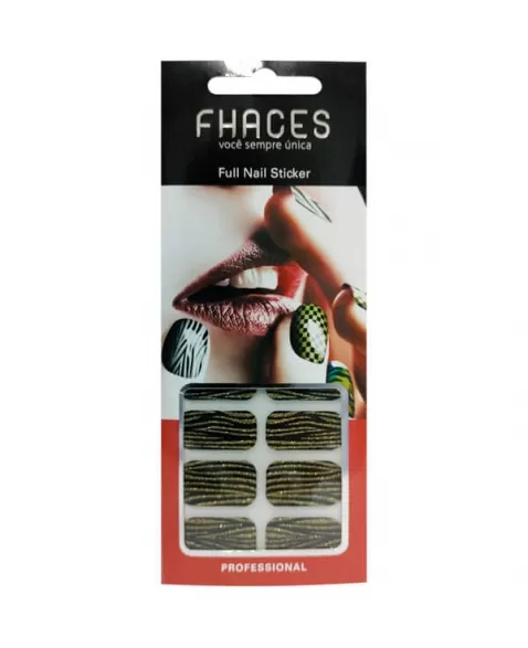 ADESIVO FHACES FULL NAIL LISTRADA DOURADA A2203