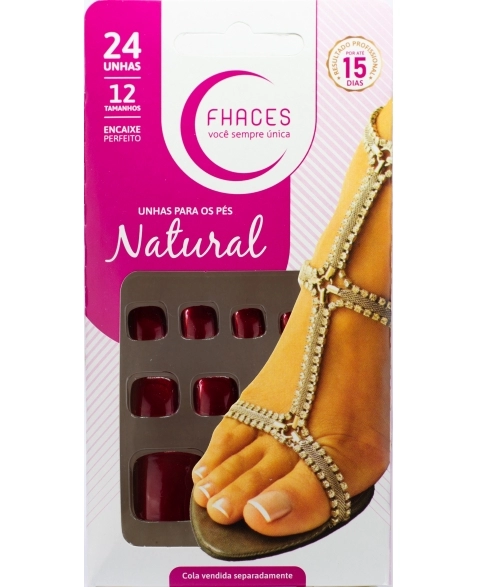 UNHAS FHACES NATURAL PARA PÉS VERMELHO METÁLICO UP1411 - 24UN