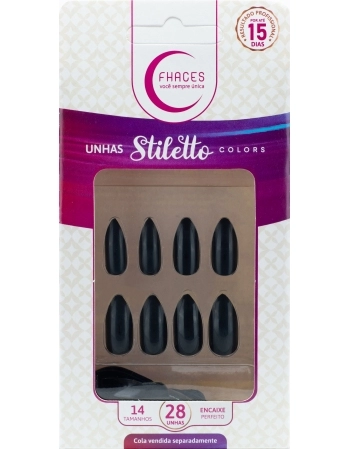 UNHAS FHACES STILETTO COLORS UNIVERSO BLACK UE1308 - 28UN