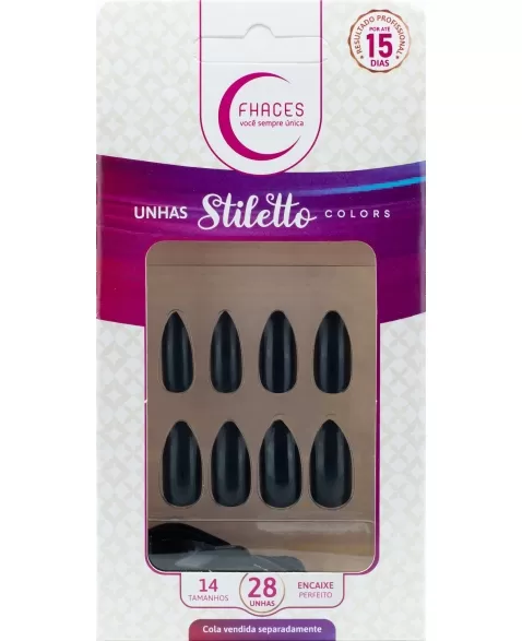 UNHAS FHACES STILETTO COLORS UNIVERSO BLACK UE1308 - 28UN