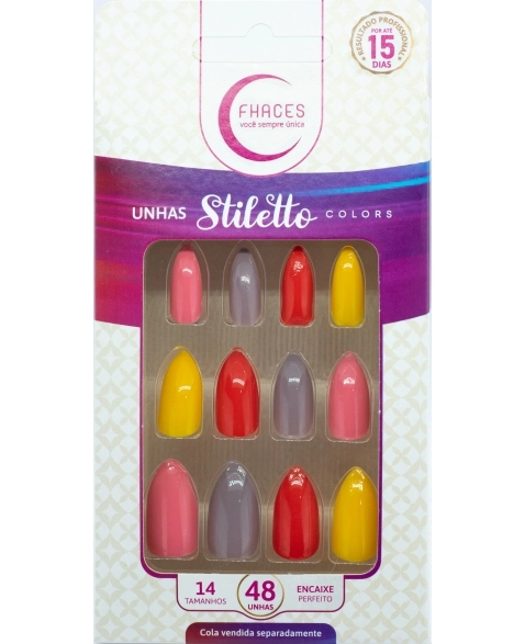 UNHAS FHACES STILETTO MULTI COLORS SAORI U4060 - 48UN